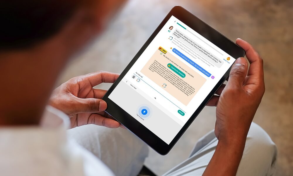 A student using ALULA on a tablet