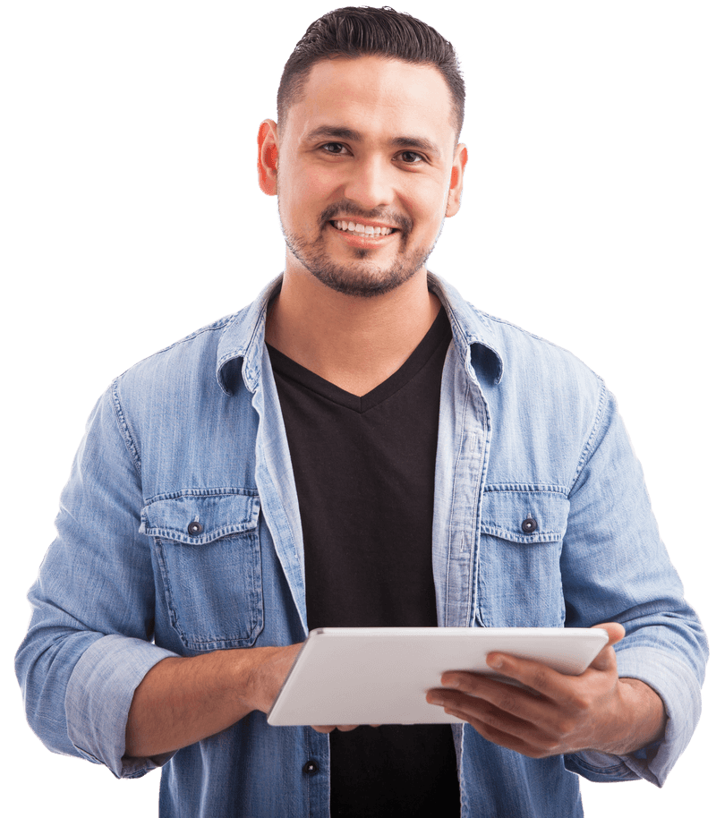 A man watching iPad