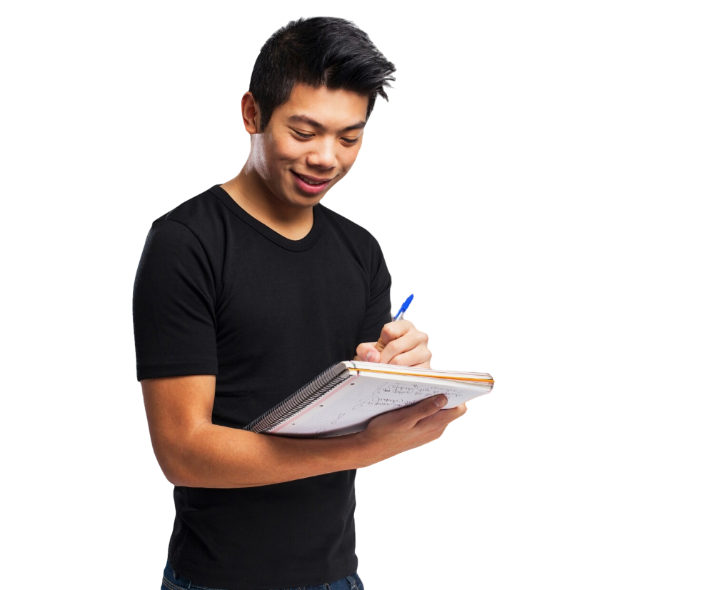 A man writing notes